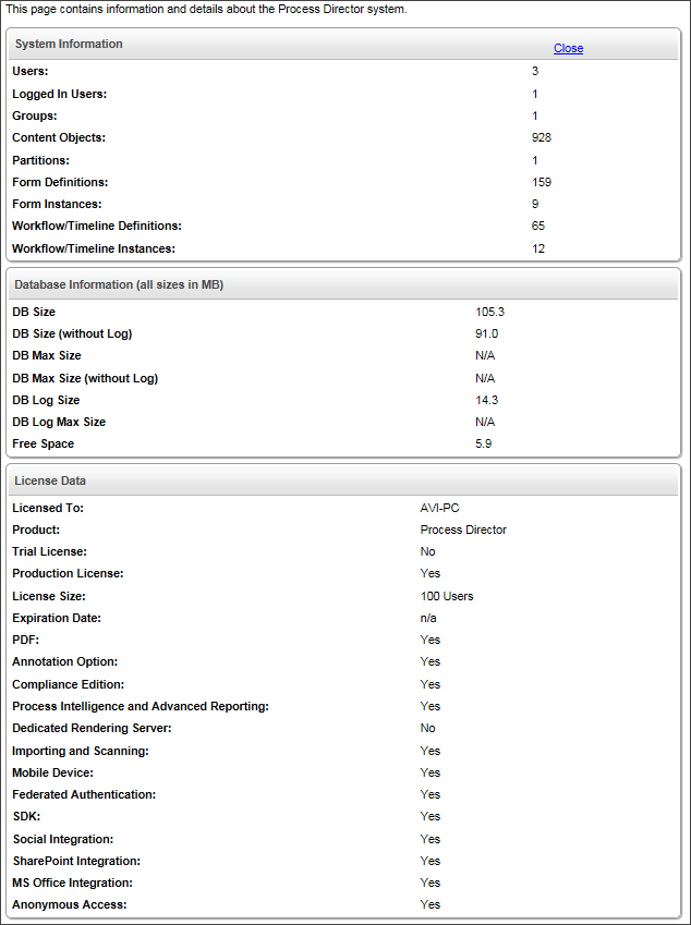 System info